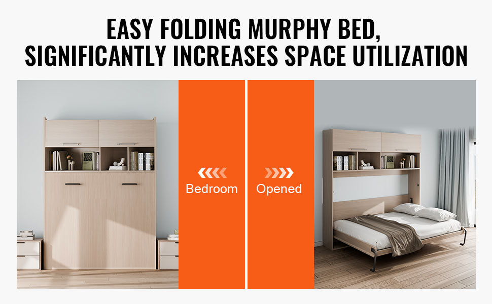 Kit de lit escamotable Murphy SucceBuy taille complète, orientation verticale, deluxe, bricolage, mécanisme mural, pneumatique, levier, cadre robuste pour chambre d'amis