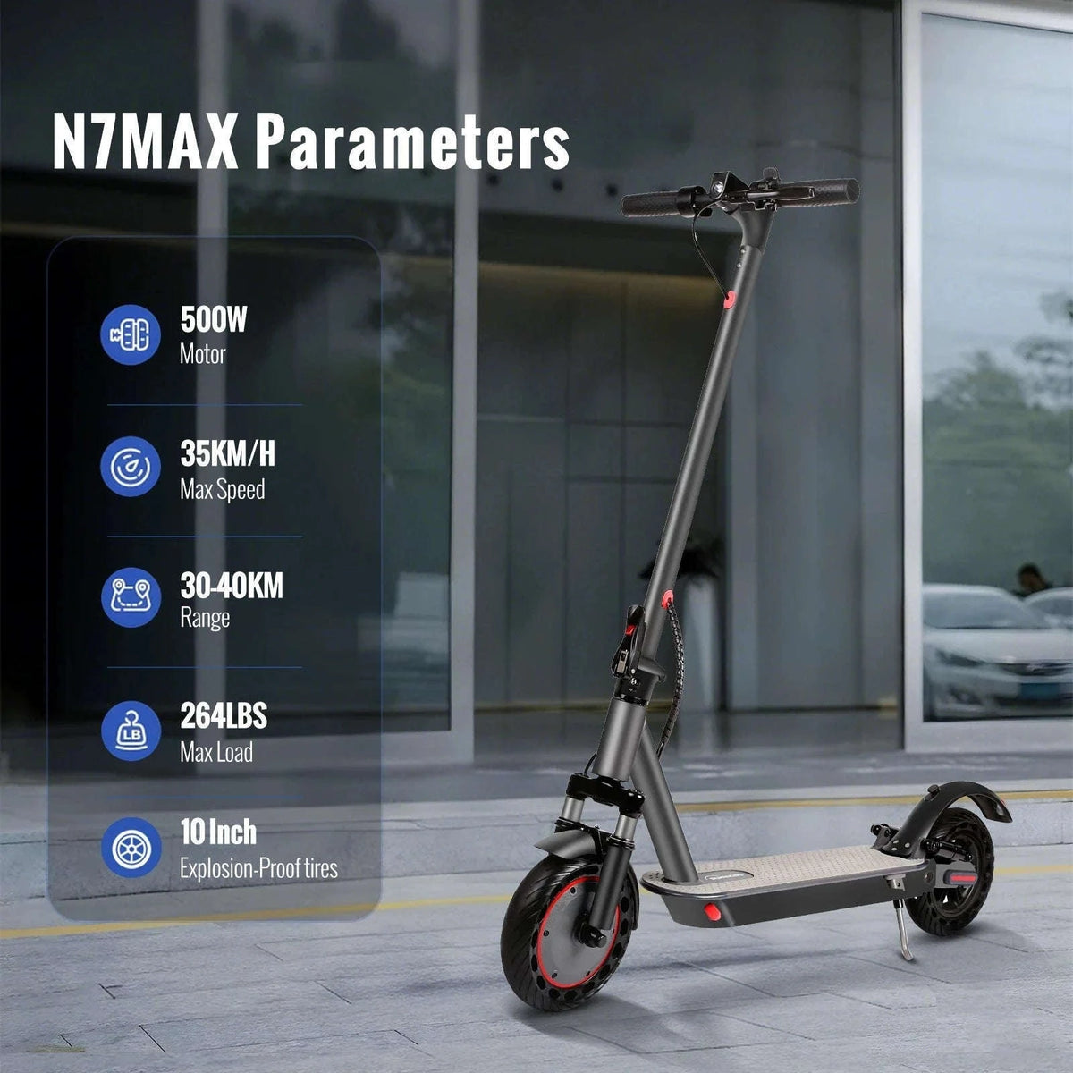 N7PRO Adult Electric Scooter with App Control and Foldable Frame-N7MAX 500W 36V 12.5Ah / france