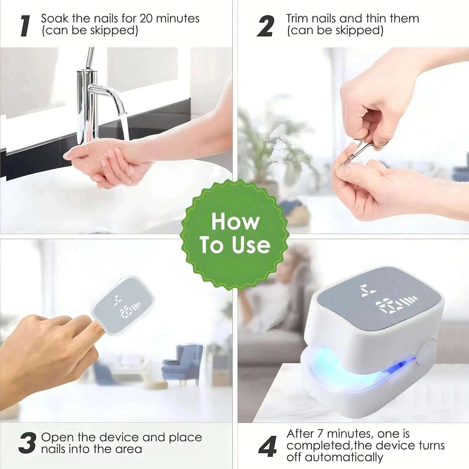 Nail Fungus Treatment Tool for Healthier-Looking Nails-White
