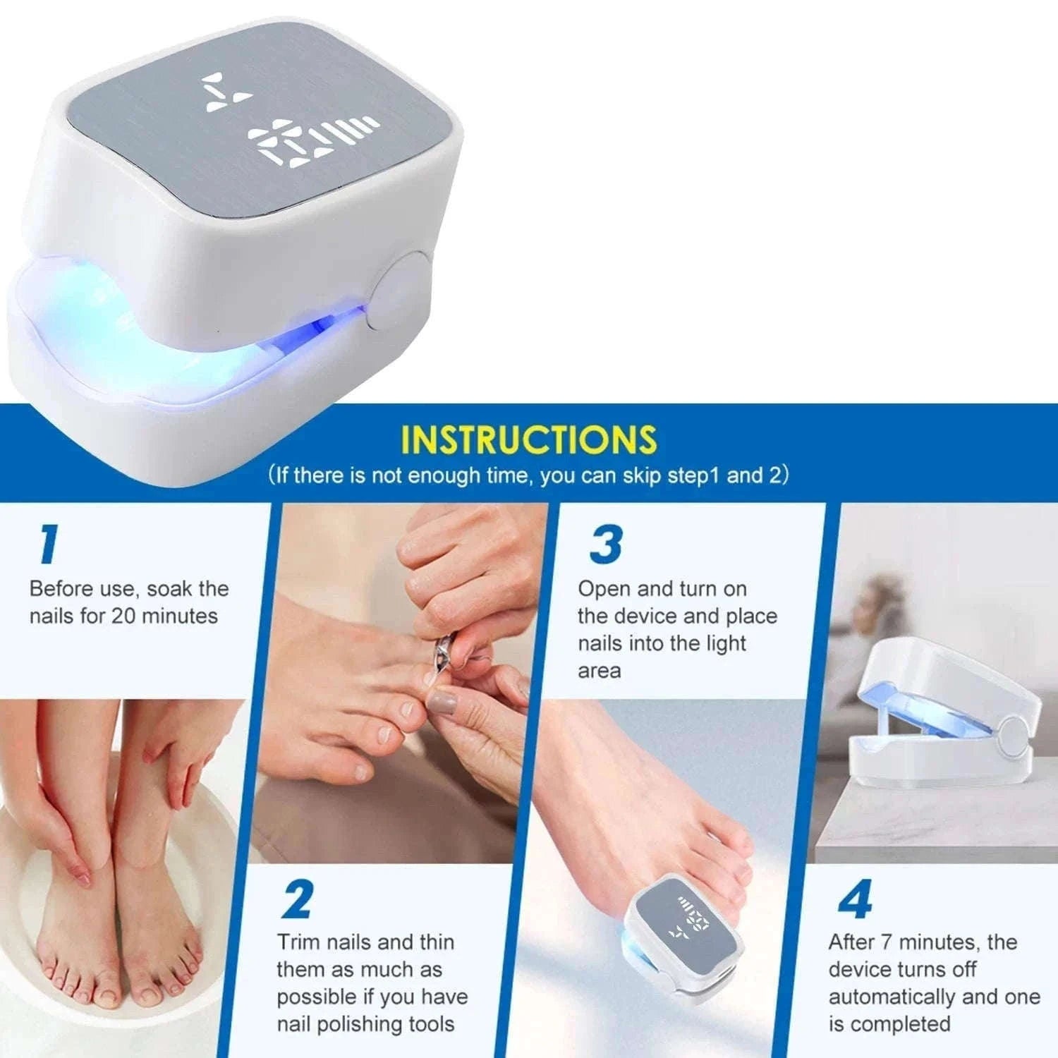 Nail Fungus Treatment Tool for Healthier-Looking Nails-White
