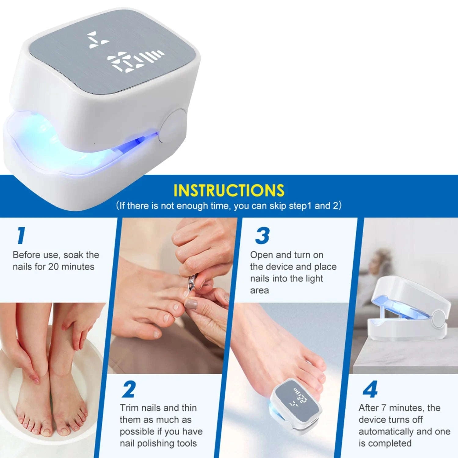 Nail Fungus Treatment Tool for Healthier Nails-White