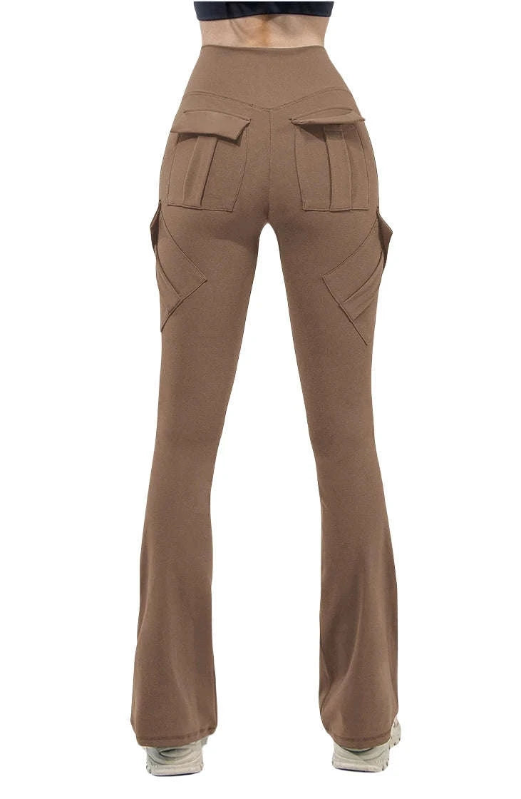 Naked Feeling Wide Leg Yoga Leggings with Pockets-army green / S