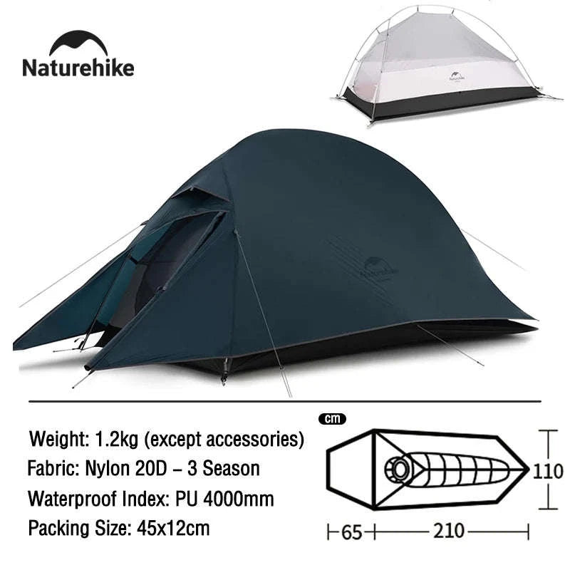 Naturehike Cloud Up 1 Ultralight Tent | 4000mm Waterproof-Gray-20D