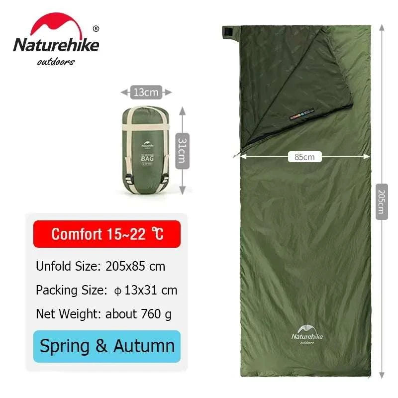 Naturehike LW180 Ultralight Sleeping Bag for Camping & Hiking-Green - 190x75 cm / China Mainland