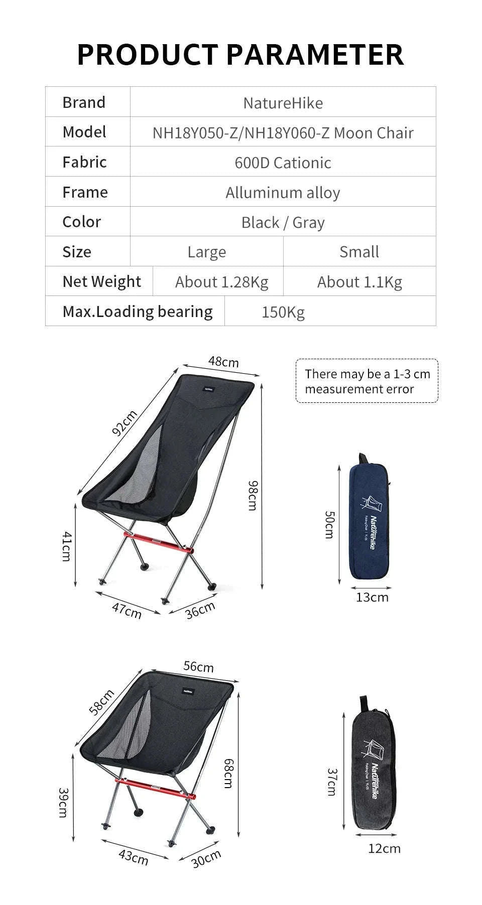 Naturehike Ultralight Folding Camping Chair for Outdoor Use-YL05 - Gray / United States