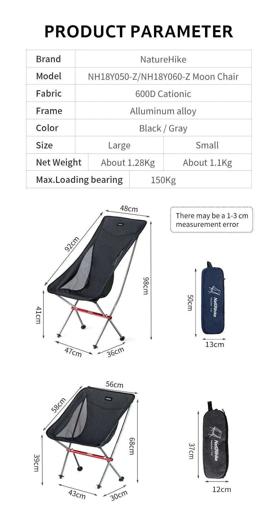 Naturehike Ultralight Folding Camping Chair for Outdoor Use-YL05 - Gray / United States