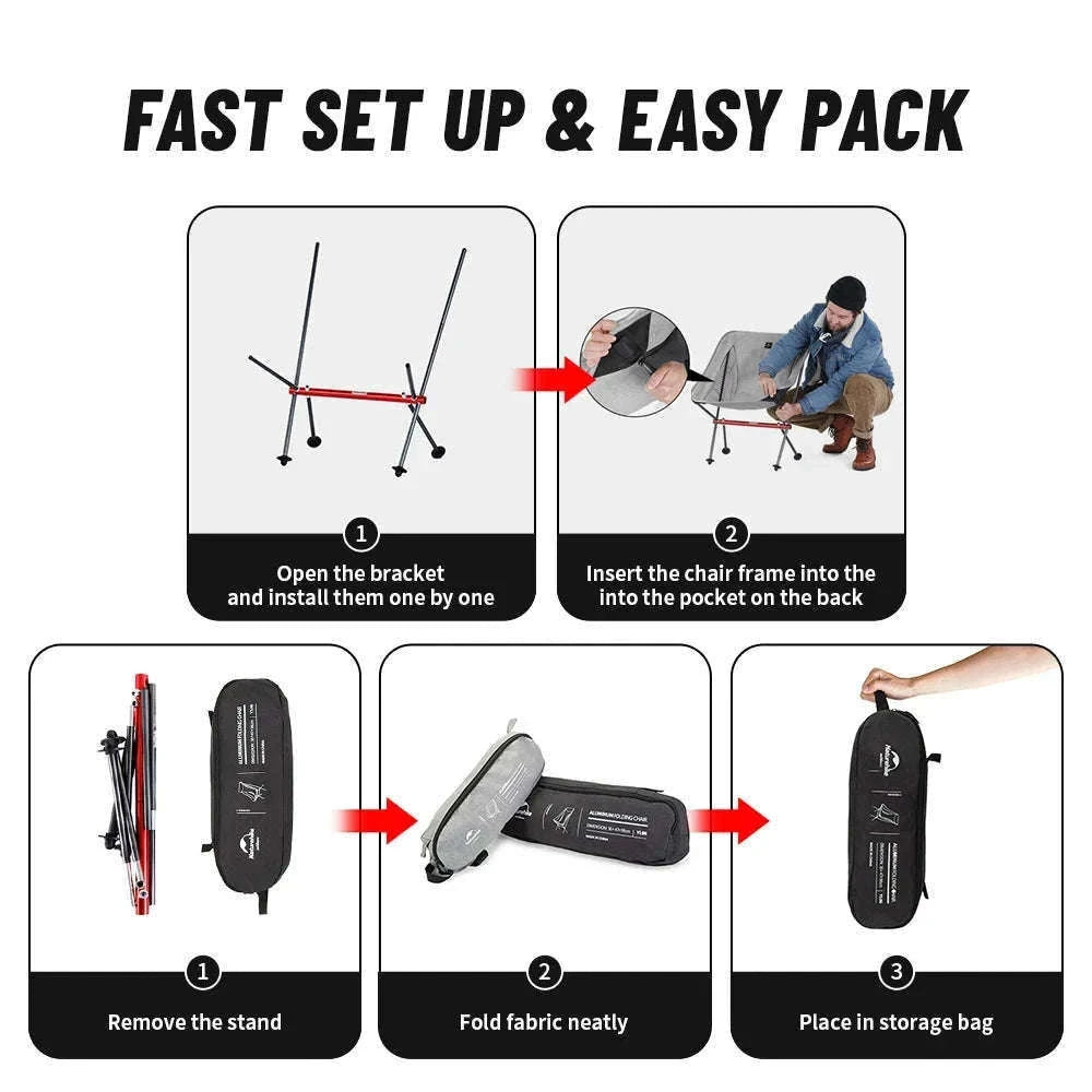Naturehike Ultralight Folding Camping Chair for Outdoor Use-YL05 - Gray / United States