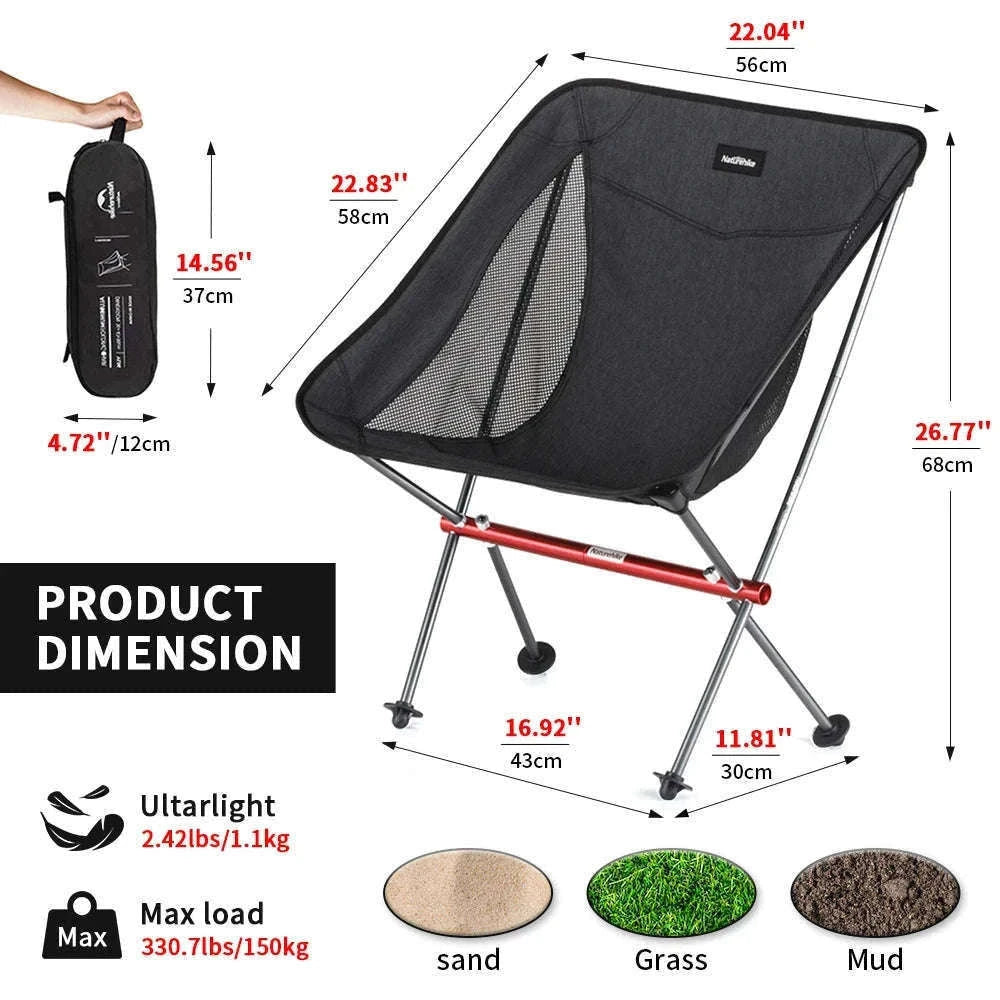 Naturehike Ultralight Folding Camping Chair for Outdoor Use-YL05 - Gray / United States