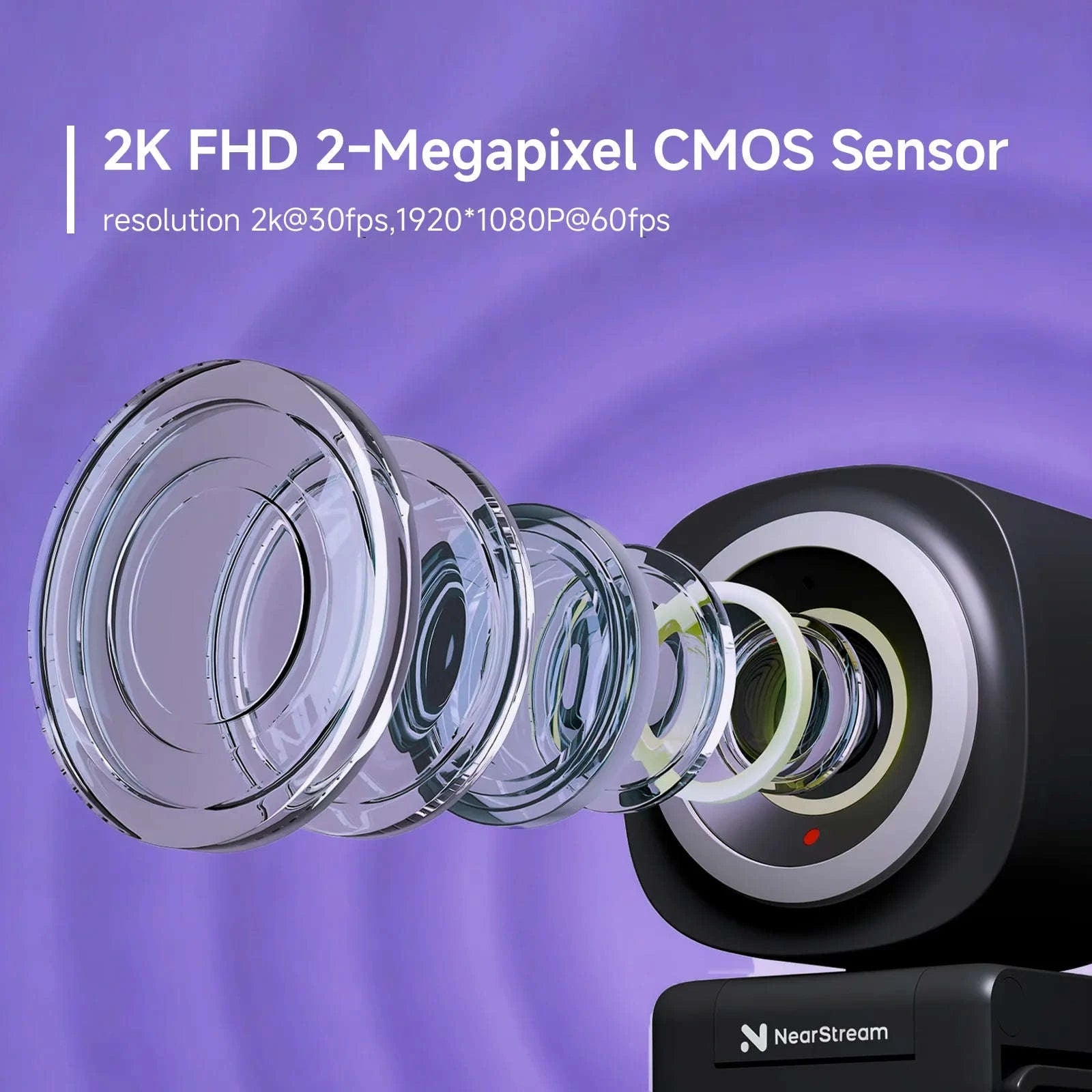 NearStream 1080P 60FPS USB Webcam with AI Noise‑Canceling Mic-V02-AF / CHINA