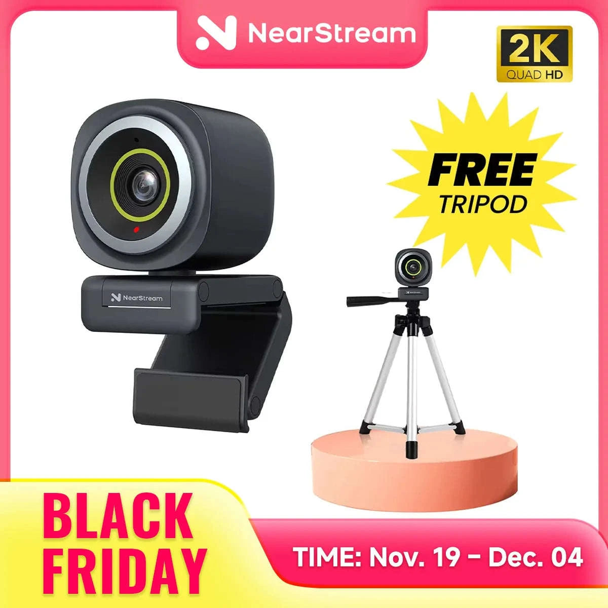 NearStream 1080P 60FPS USB Webcam with AI Noise‑Canceling Mic-V02-AF / CHINA