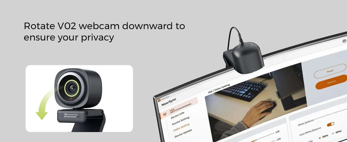 NearStream 1080P 60FPS USB Webcam with AI Noise‑Canceling Mic-V02-AF / CHINA