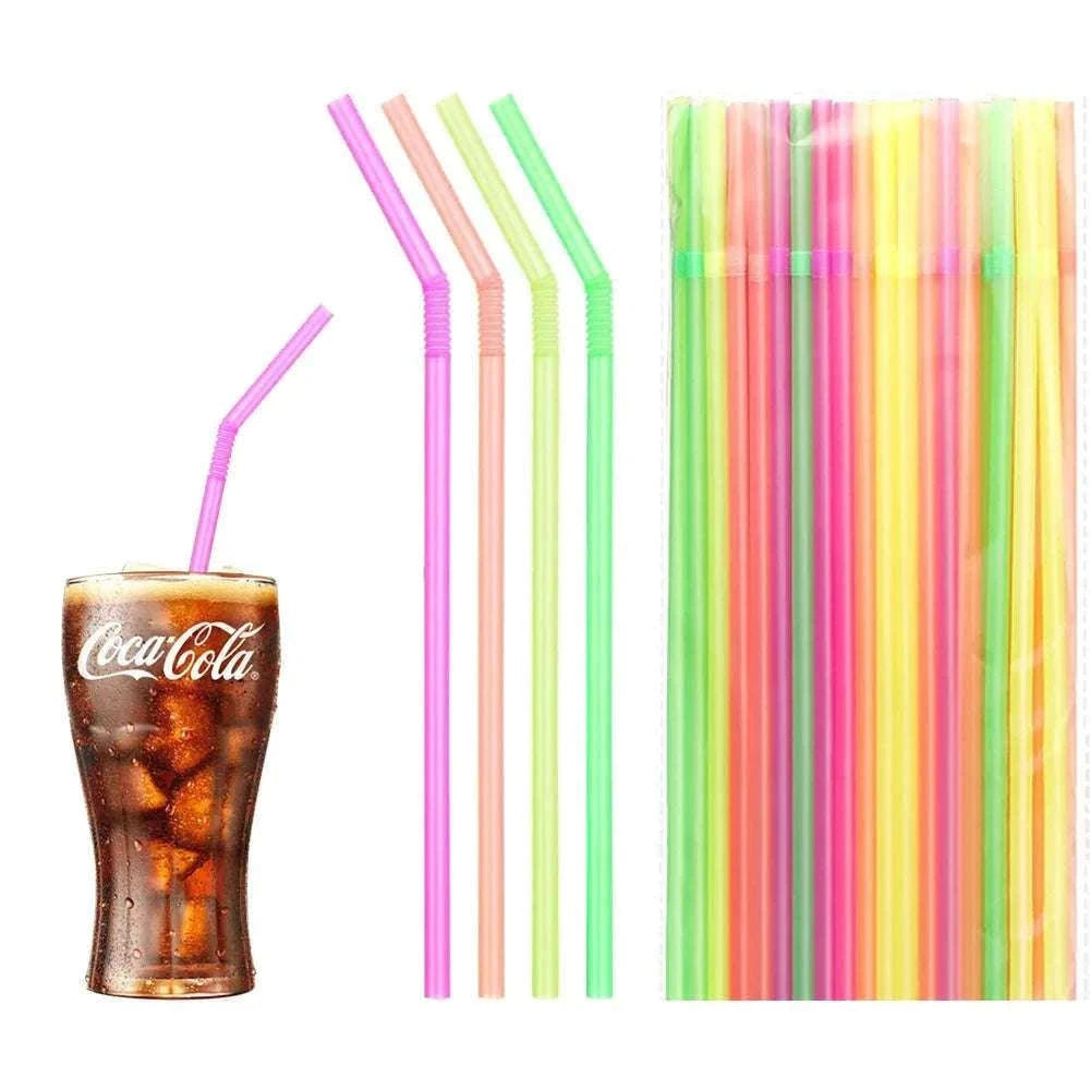 Neon Colored Flexible Drinking Straws, 1000 Count-