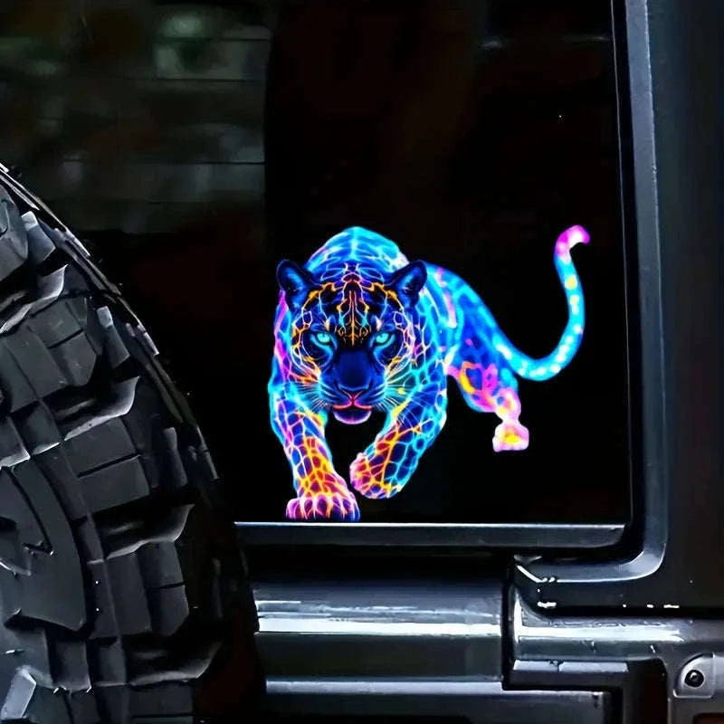 Neon Leopard Motorcycle Sticker for Bold Custom Style-FGLH11-1PC / 14x15cm