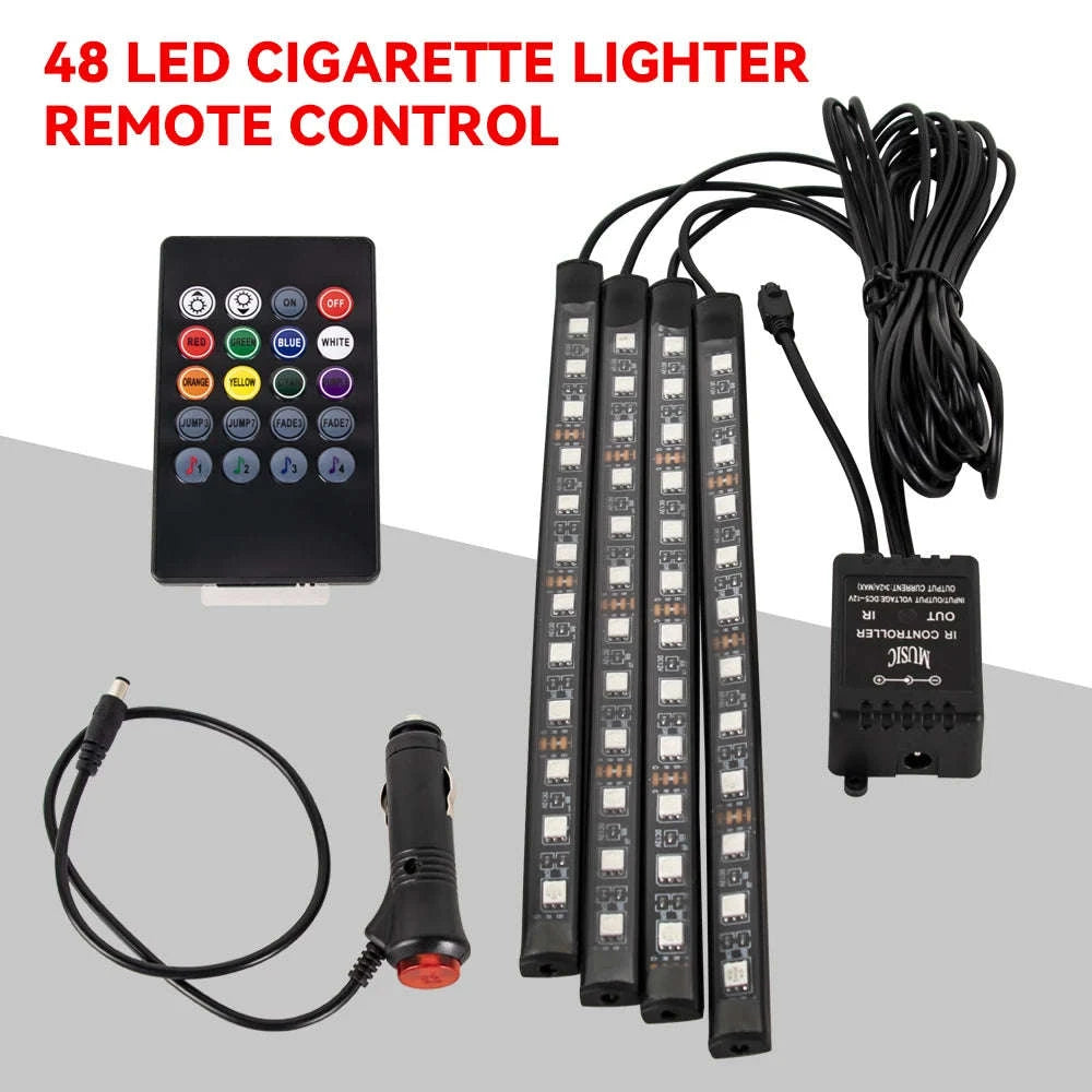 Neon RGB LED Car Foot Lights-36LED Remote Cig