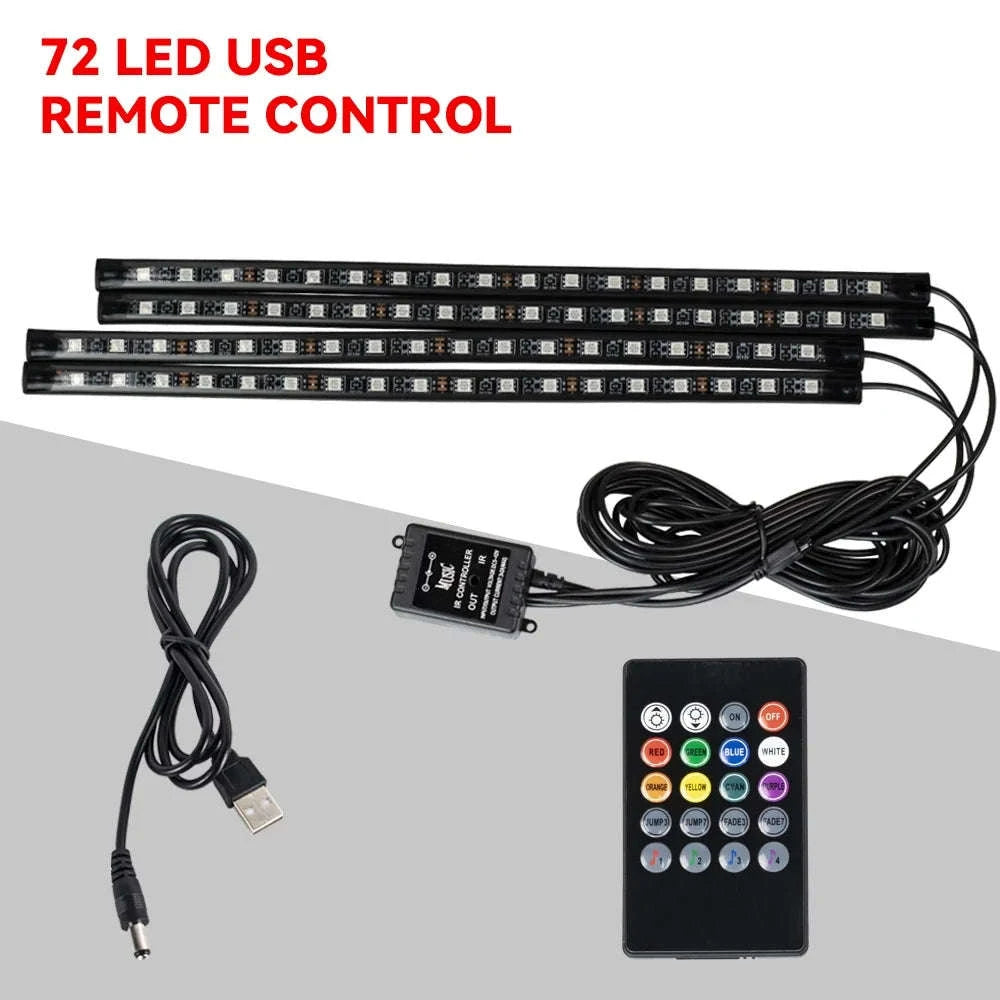 Neon RGB LED Car Foot Lights-36LED Remote Cig