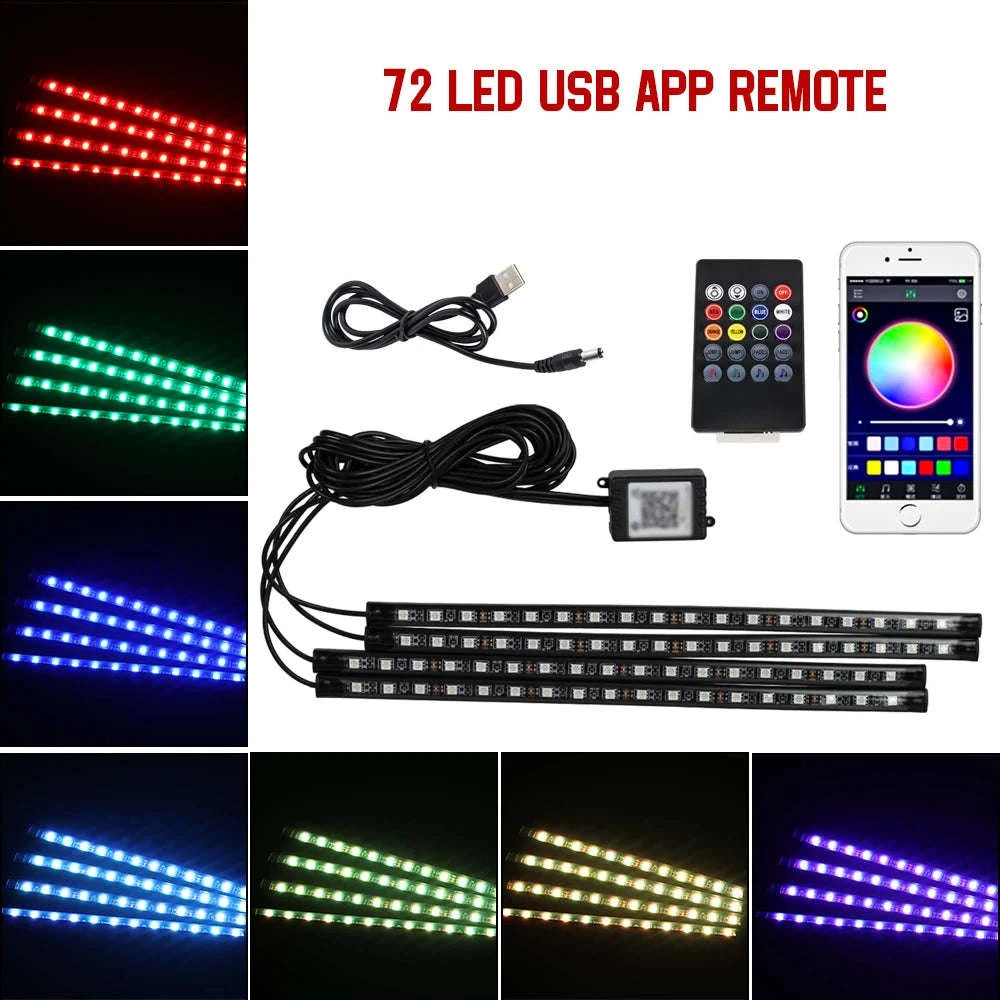 Neon RGB LED Car Foot Lights-36LED Remote Cig