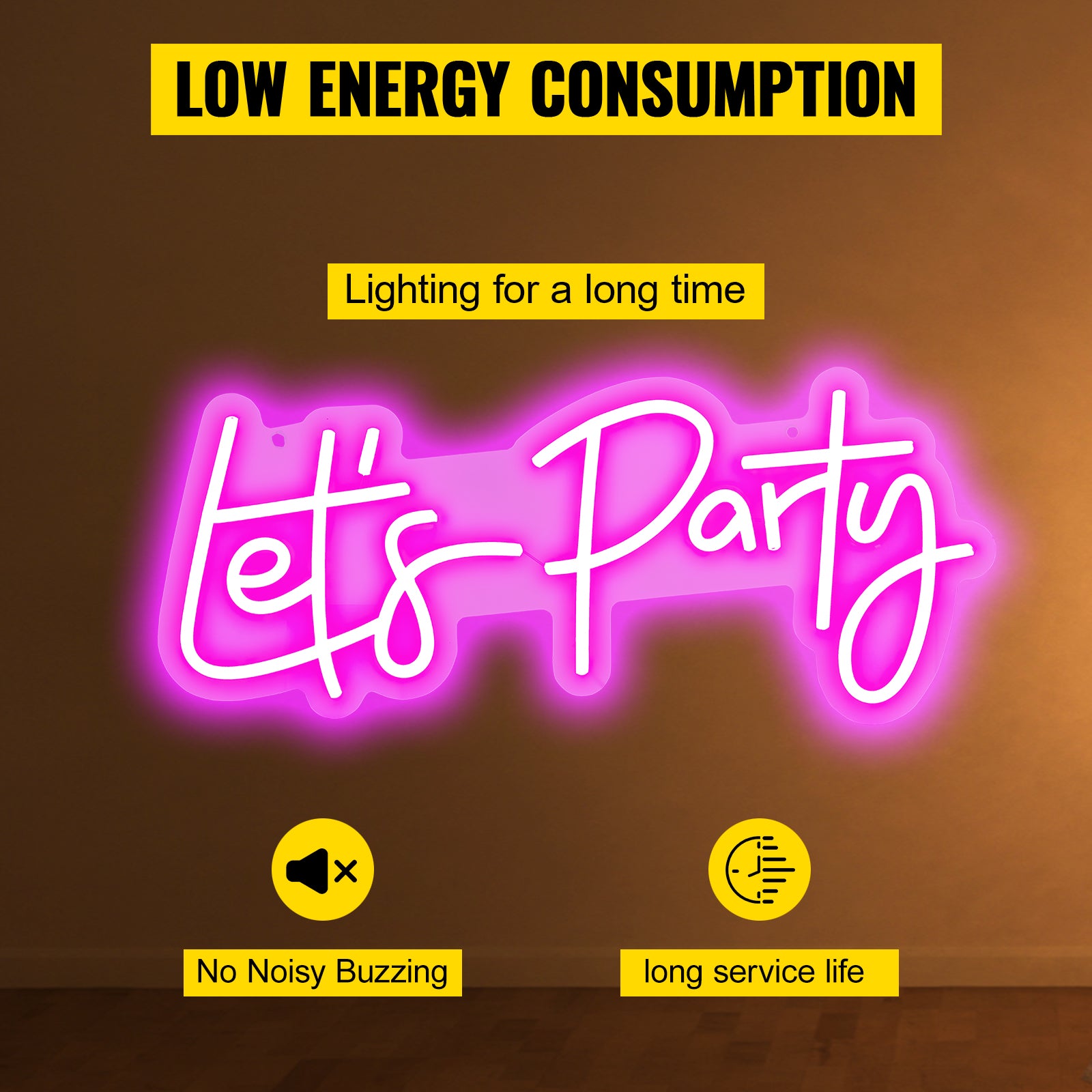 LED “Let’s Party” Neon Sign with Remote & Adjustable Brightness