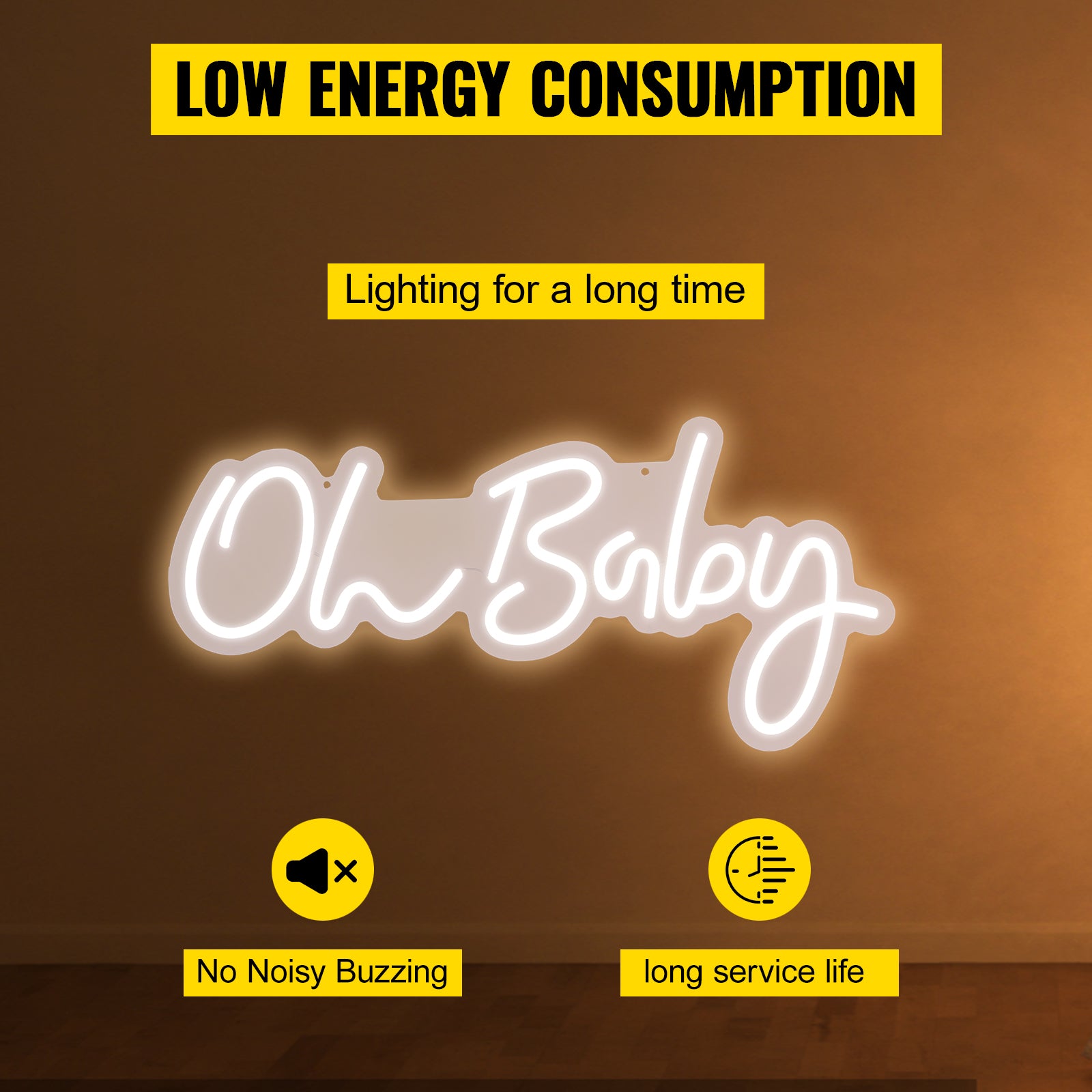 Oh Baby LED neónový nápis s diaľkovým ovládaním a nastaviteľnou jasnosťou