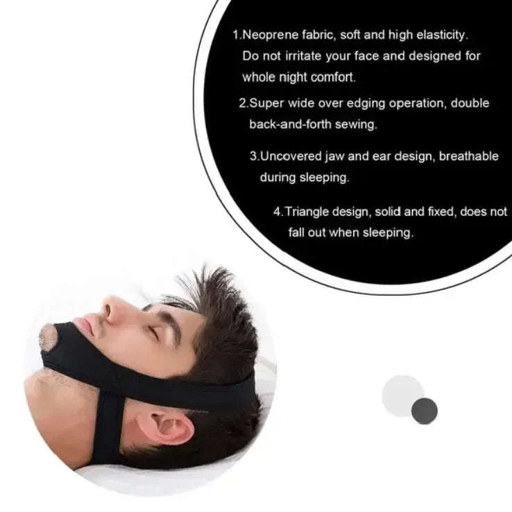 Neoprene Anti Snore Chin Strap for Restful Sleep-Blue
