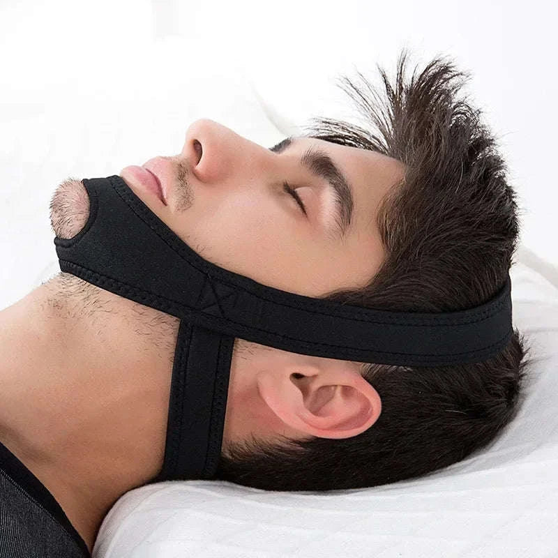 Neoprene Anti Snore Chin Strap for Restful Sleep-Blue