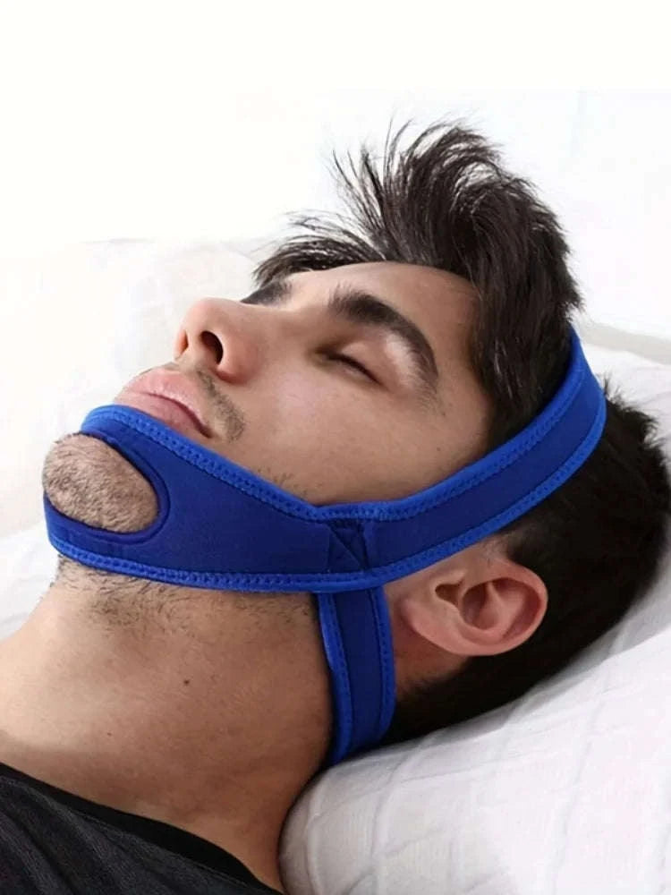 Neoprene Anti Snore Chin Strap for Restful Sleep-Blue