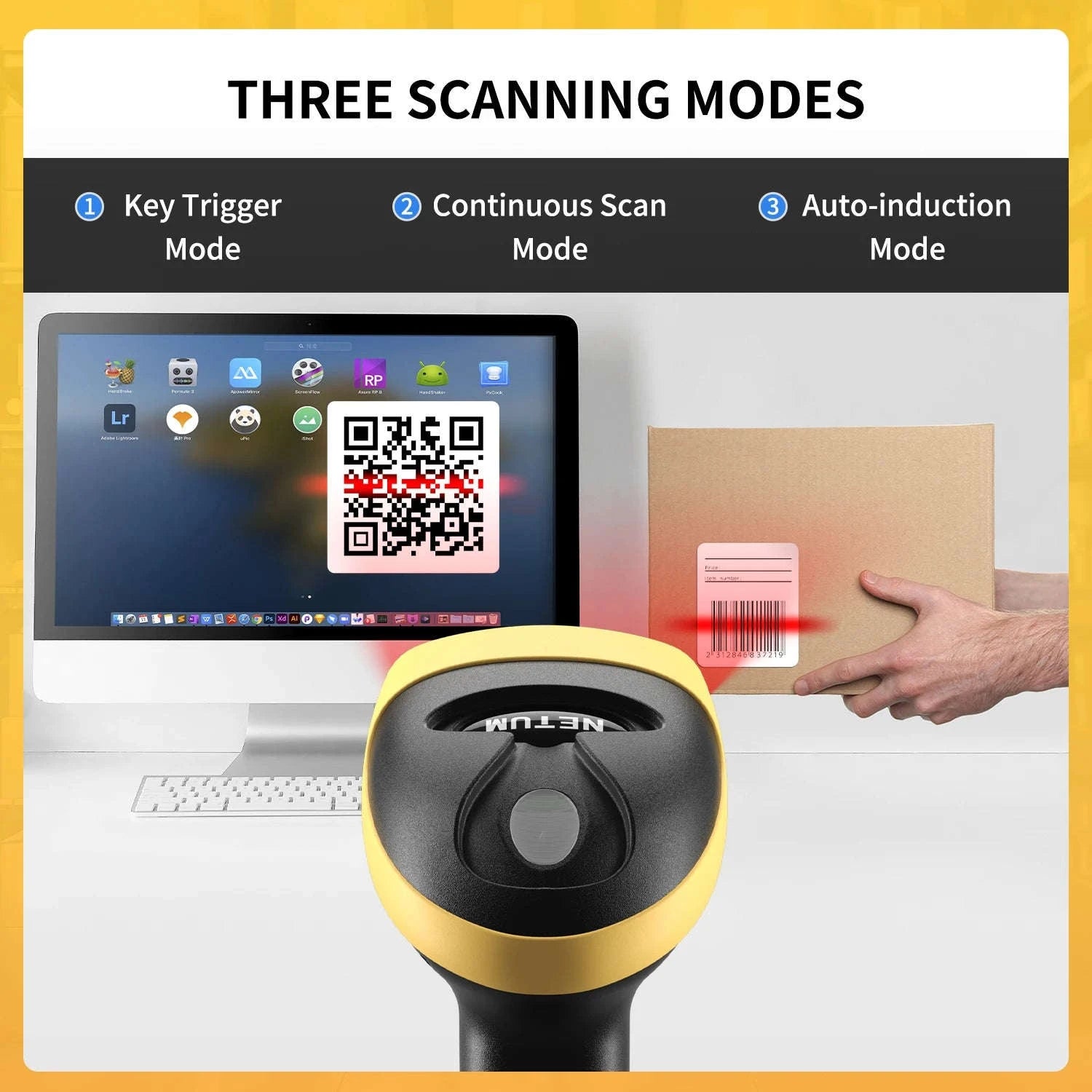 NETUM L8BL Bluetooth 2D & L5 Wired QR Barcode Scanner Bundle-L8Pro Wireless 2D