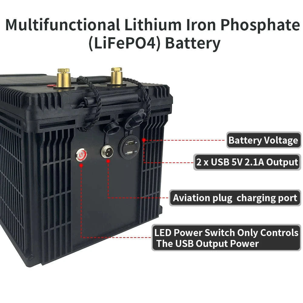 New 12V 50 100 120 135 180 200 300 400Ah LiFePO4 Battery Pack With Upgraded BMS Lithium Power Golf Cart RV Campers Off-Road-12V 100Ah Bluetooth / United States