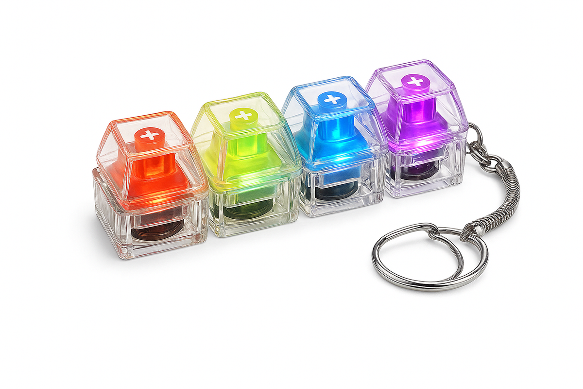 Ny LED Lys Op Tastatur Nøglering Fidget Legetøj 4 Taster Tastatur Nøglering Fidget Legetøj Parti Stresslindring Tastatur Cap Legetøj Hurtig Levering