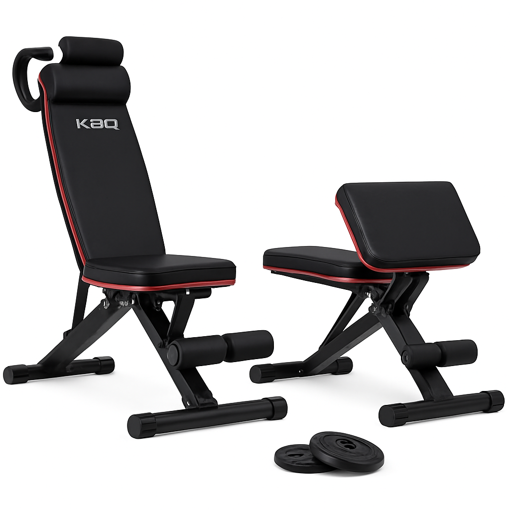 Adjustable Foldable Roman Chair Fitness Bench with Resistance Bands