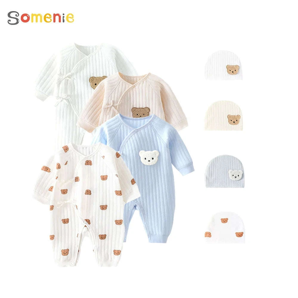 Newborn Cotton Onesie Winter Bodysuit-Blue / 6M