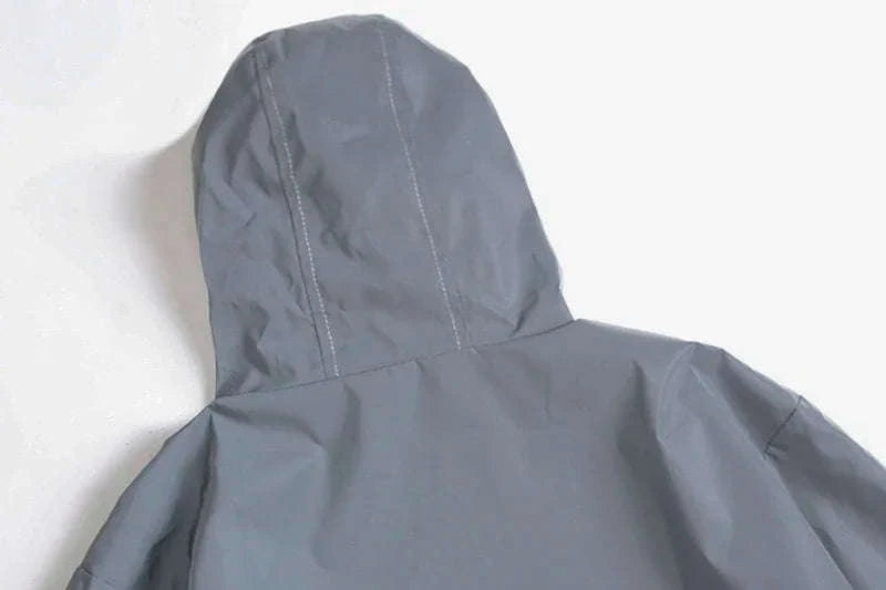 Night Reflective Windbreaker Hooded Jacket for Men-XXL / GRAY
