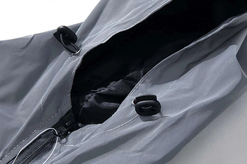 Night Reflective Windbreaker Hooded Jacket for Men-XXL / GRAY