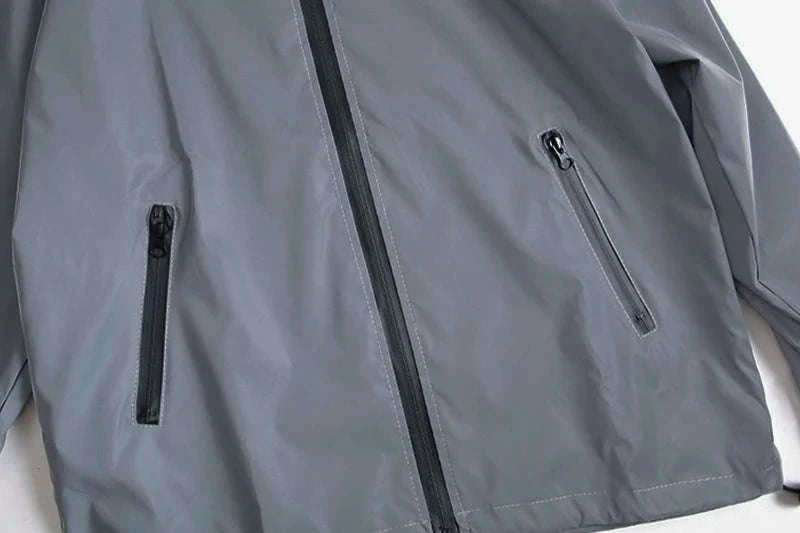 Night Reflective Windbreaker Hooded Jacket for Men-XXL / GRAY