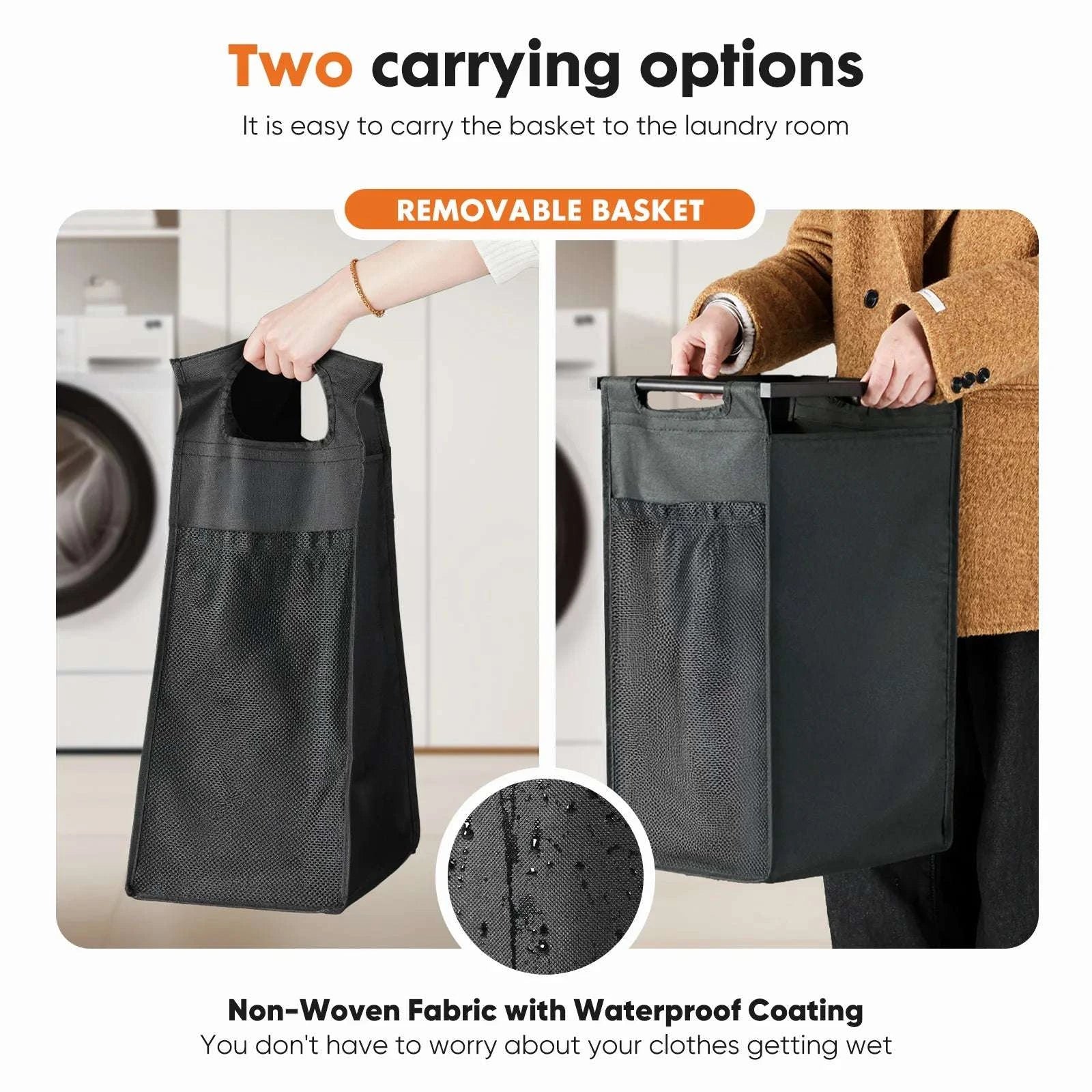 Nightstand with Charging Station, LED Lights & Fabric Drawers-Rust / United States