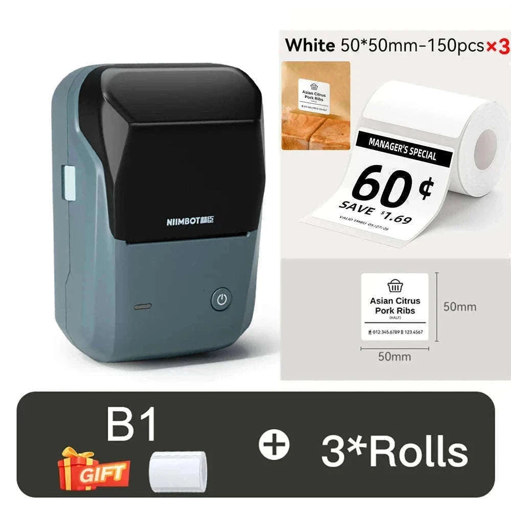 NIIMBOT B1 Portable Thermal Label Printer-Green-50x80-3R / China Mainland