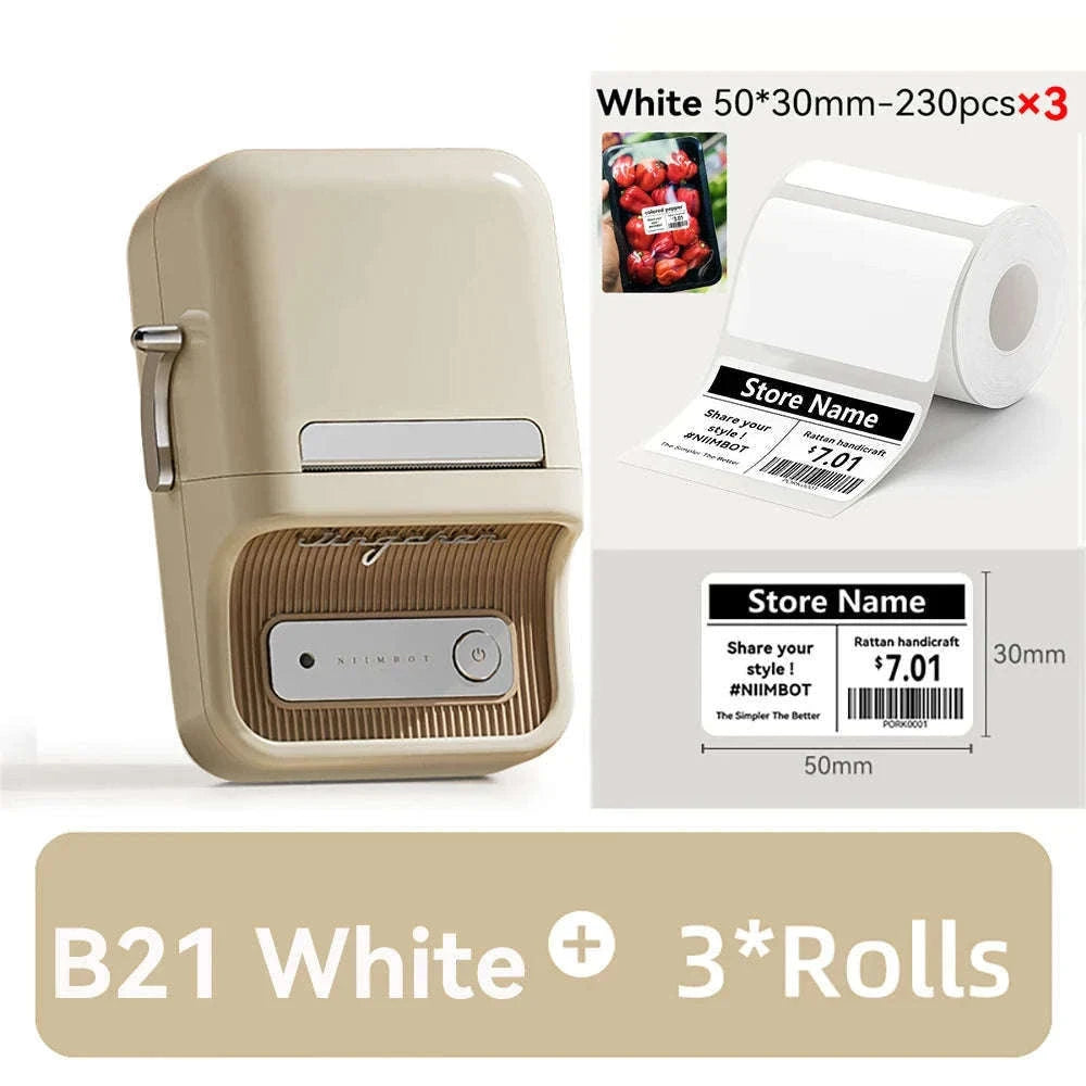 NiiMbot B21 Mini Thermal Printer Wireless Label Maker-Pink-50Round-2Rolls / China Mainland