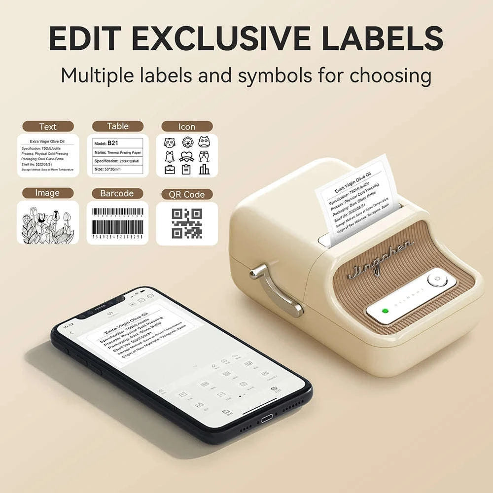 NiiMbot B21 Mini Thermal Printer Wireless Label Maker-Pink-50Round-2Rolls / China Mainland
