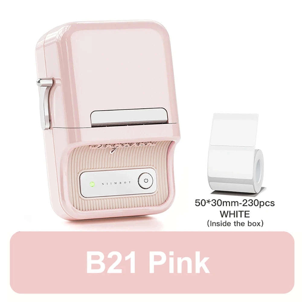 NiiMbot B21 Mini Thermal Printer Wireless Label Maker-Pink-50Round-2Rolls / China Mainland