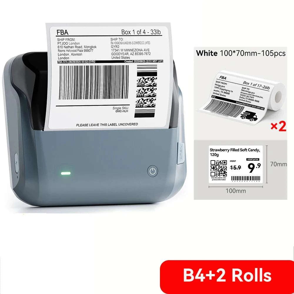Niimbot B4 Wireless Thermal Label Printer 20–110mm Width-B4-50Round-2Rolls / China Mainland