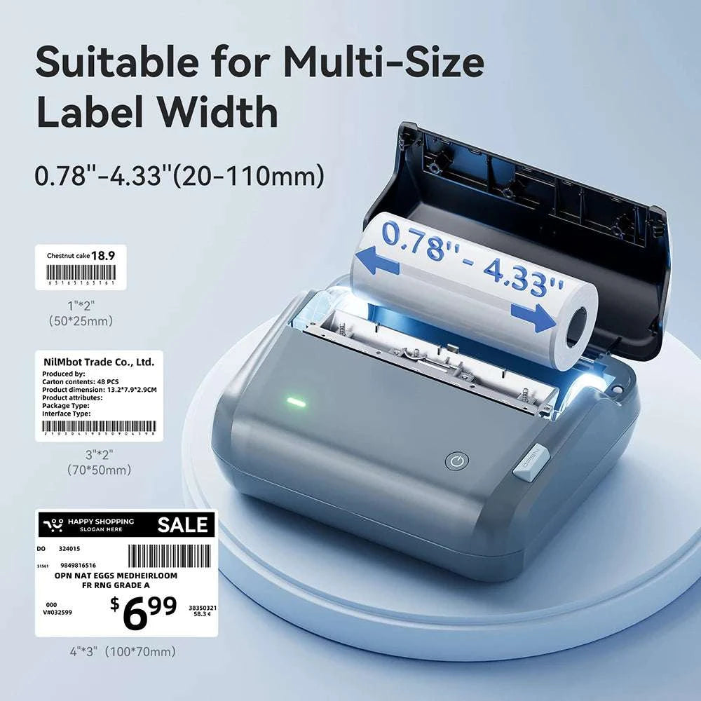 Niimbot B4 Wireless Thermal Label Printer 20–110mm Width-B4-50Round-2Rolls / China Mainland