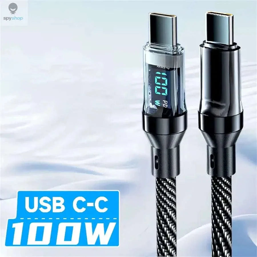 NNBILI 120W Fast Charging USB‑C Cable – LED Display, Durable Braided Design-120W USB A cable / 1m