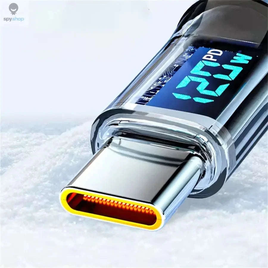 NNBILI 120W Fast Charging USB‑C Cable – LED Display, Durable Braided Design-120W USB A cable / 1m