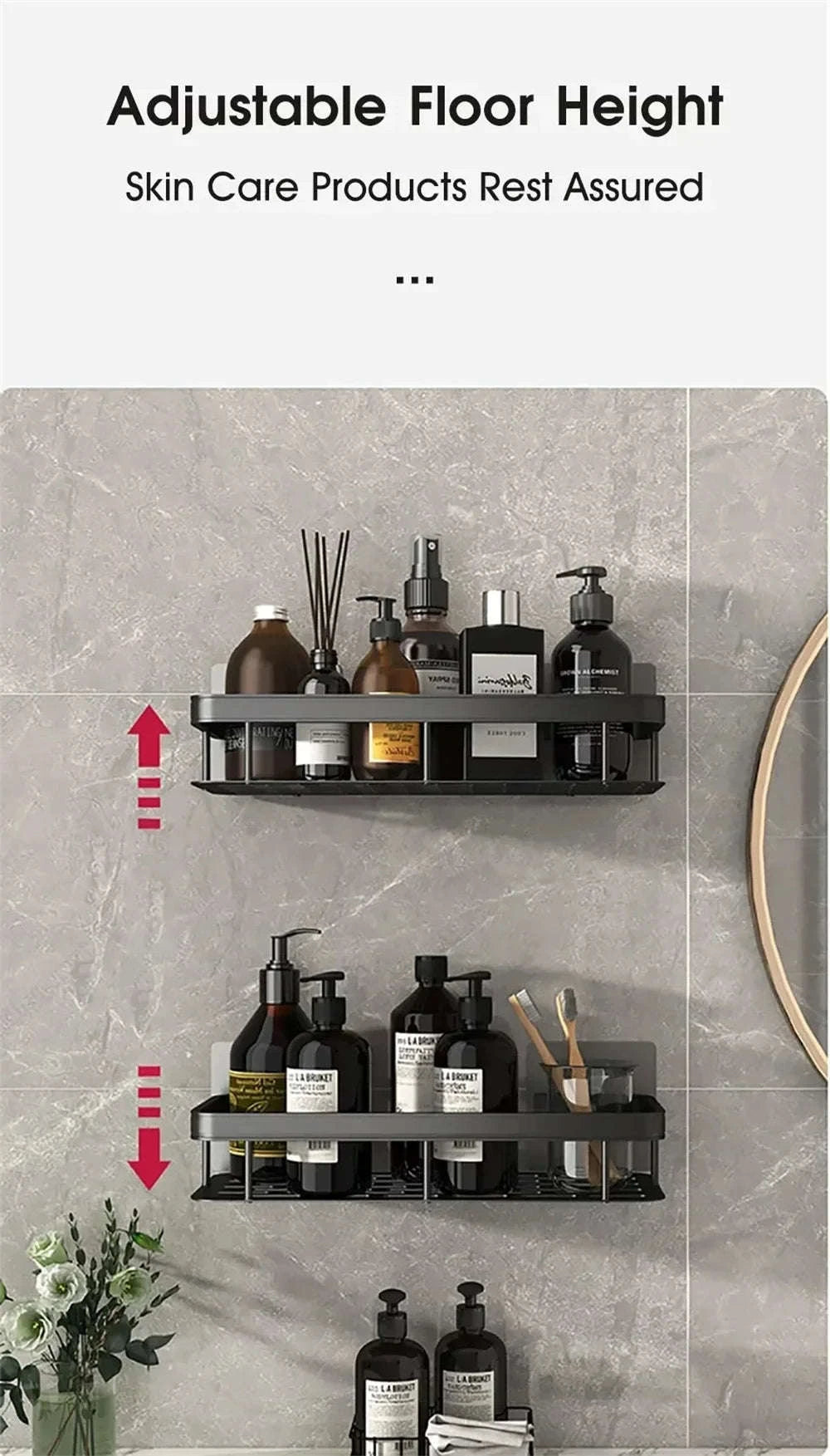 No‑Drill Bathroom Shelf Corner Organizer-A