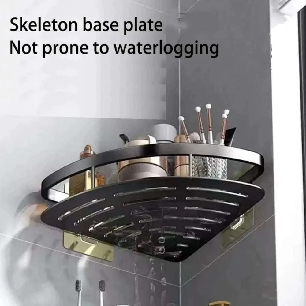 No‑Drill Bathroom Shelf Corner Organizer-A