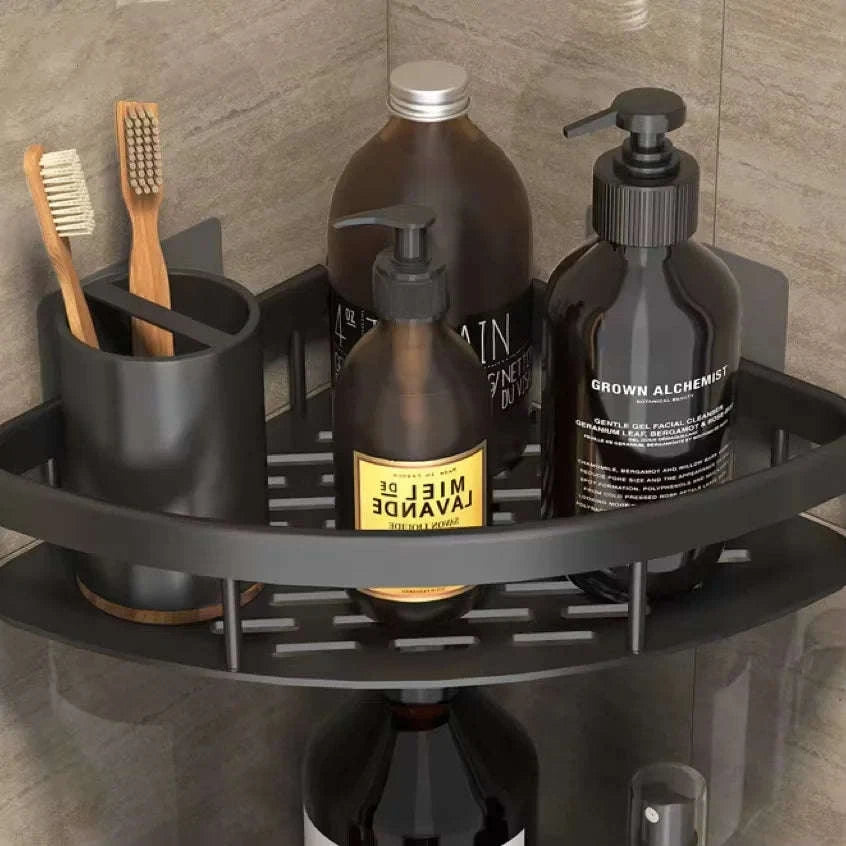 No‑Drill Bathroom Shelf Corner Organizer-A