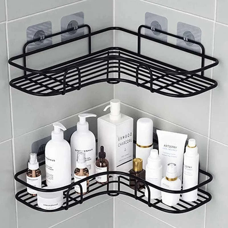 No-Drill Corner Shower Shelf-1PCS Black / Rectangles