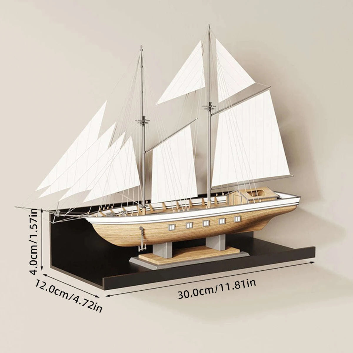 No-Drill Floating Bathroom Shelves-30cm Black