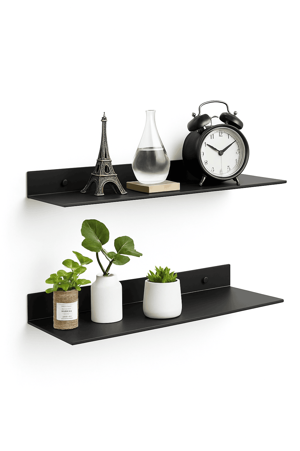 No-Drill Floating Bathroom Shelves for Easy Wall Storage-30cm Black