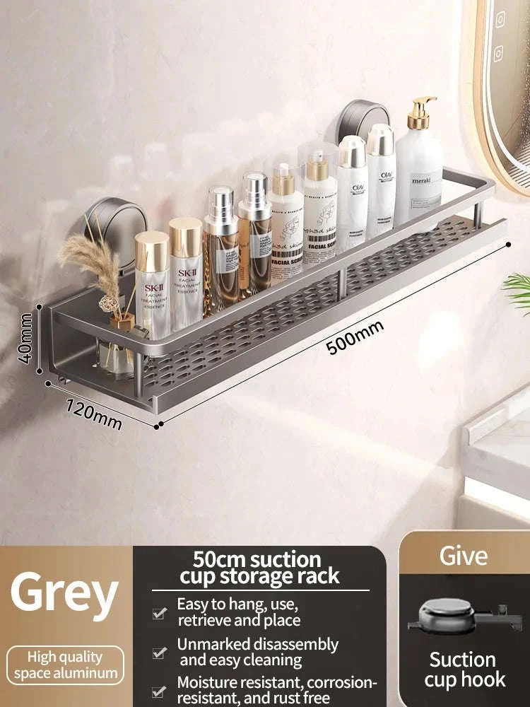 No-Drill Suction Cup Bathroom Rack-grey layer 60cm / China Mainland