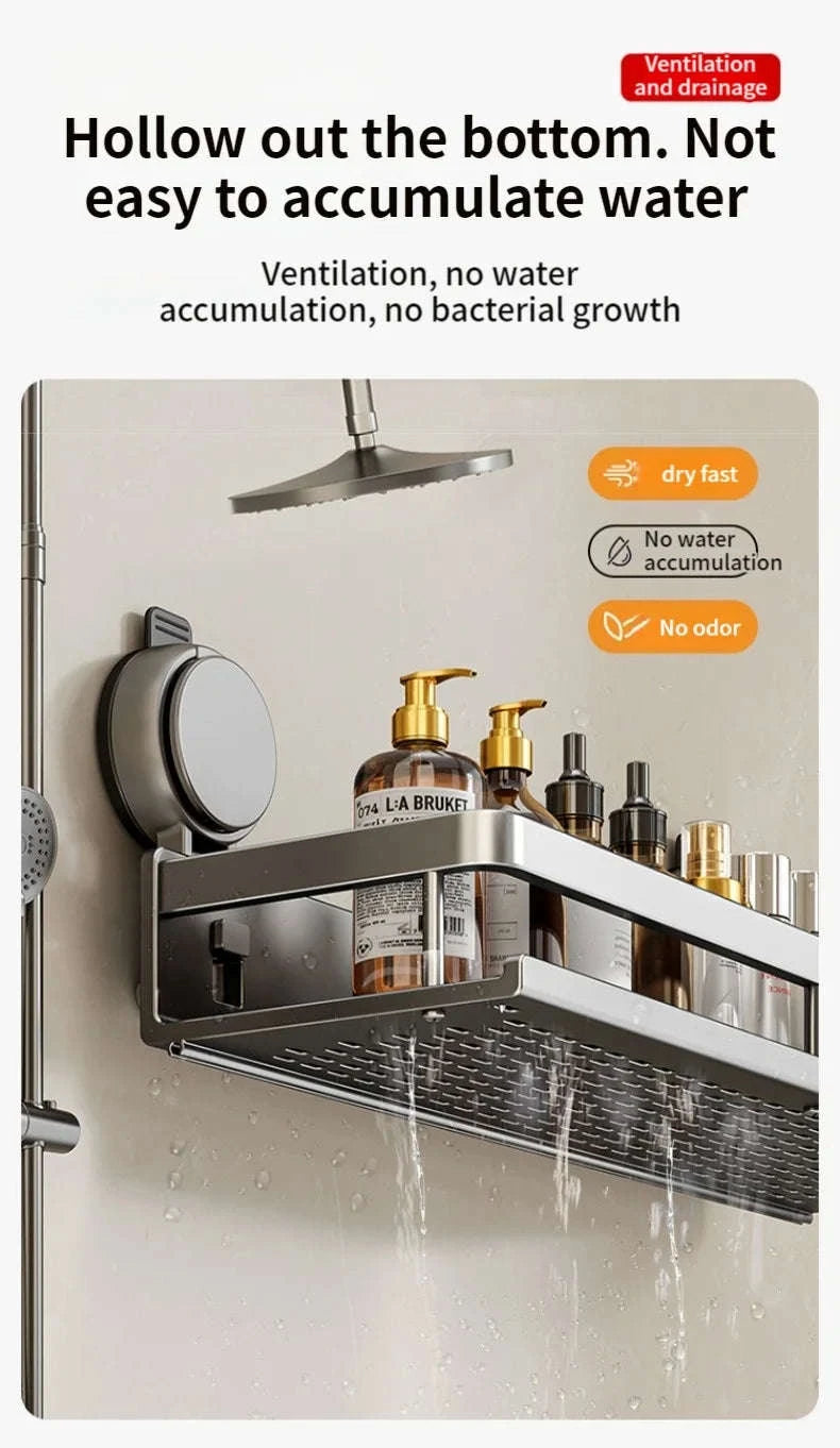 No-Drill Suction Cup Bathroom Rack-grey layer 60cm / China Mainland